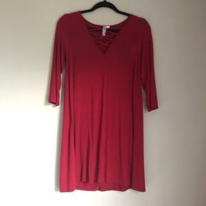 🌿Red half sleeve hang dress